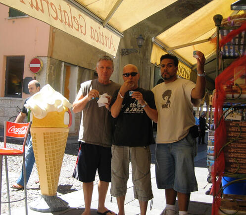 On tour somewhere in Italy - gelato!