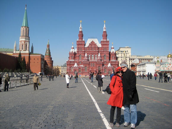 Larry on tour in Moscow with wife Denise David-Williams, 2009.