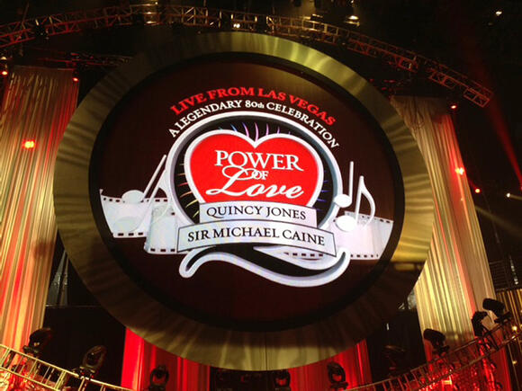 Stage backdrop, Quincy Jones / Sir Michael Caine&#39;s 80th Birthday Celebration, MGM Grand Garden Arena, April 13, 2013.