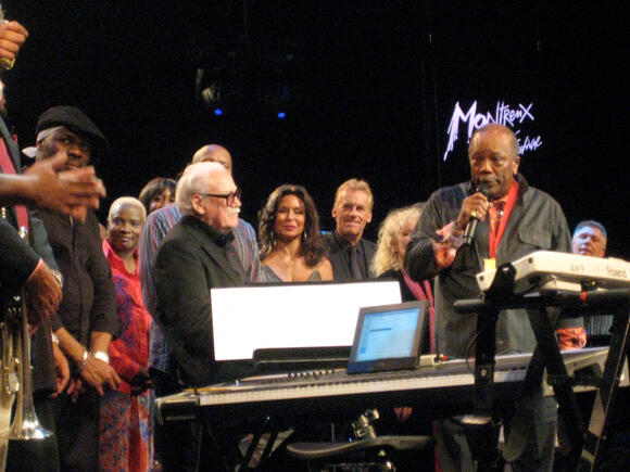 Larry (to the right of Quincy Jones) at Quincy Jones’ 75th birthday celebration in Montreux, Switzerland, 2008