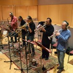 Feb 2014 - Seawind recording Larry Williams' horn arrangement for the new song "Your Love" by Bob Wilson. Larry Williams, Bill Riechenbach (trombone), Kim Hutchcroft (tenor and baritone sax), Garry Grant (trumpet), Larry Hall (trumpet).